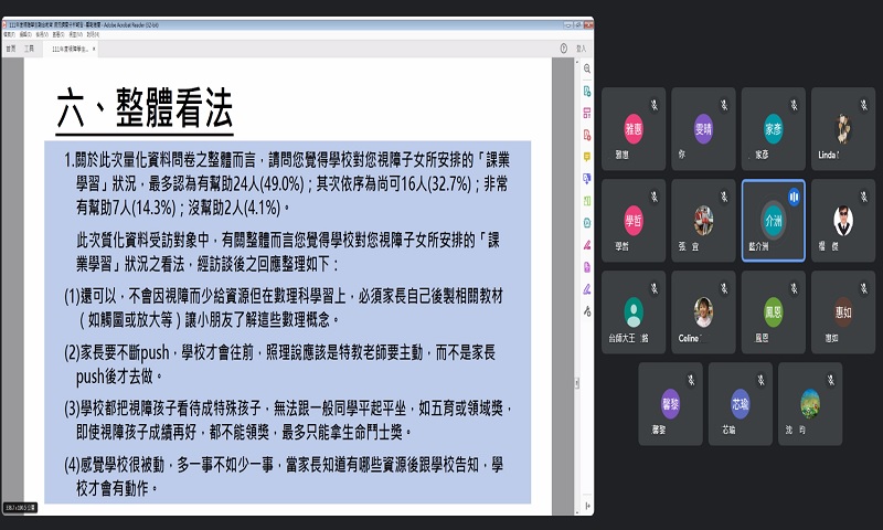 111年12月18日視障家庭線上知能講堂大合照